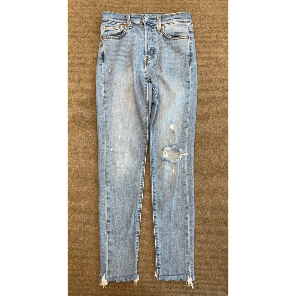 Levis Jeans Womens 25 Wedgie Skinny Mid Rise Distressed Raw Hem Button Fly Denim